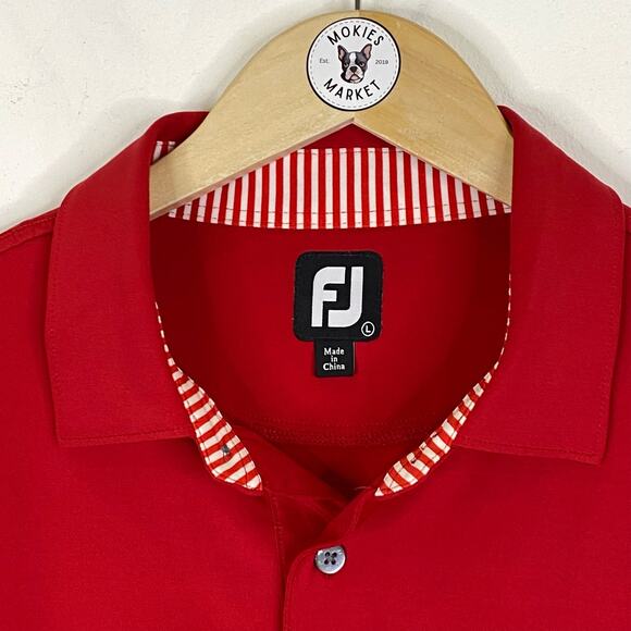 Footjoy Polo Shirt Mens Large Red Golf Performance Jupiter Country Club Logo - Picture 2 of 6